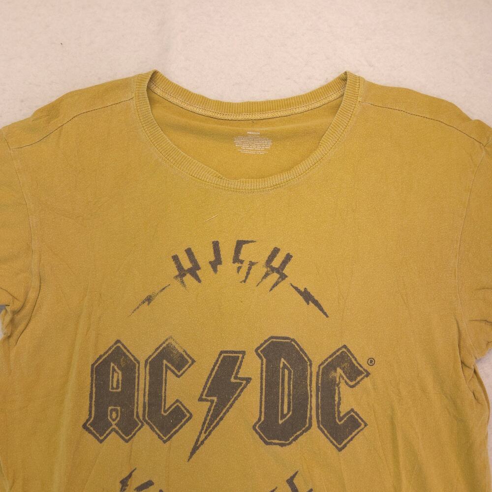 ACDC Band Crew Neck Short Sleeve Graphic T Shirt Mens Size Medium M Yellow